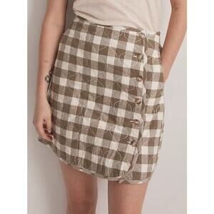 Madewell Curvy Quilted Flannel Gingham Check Mini Skirt US Women's 4 New